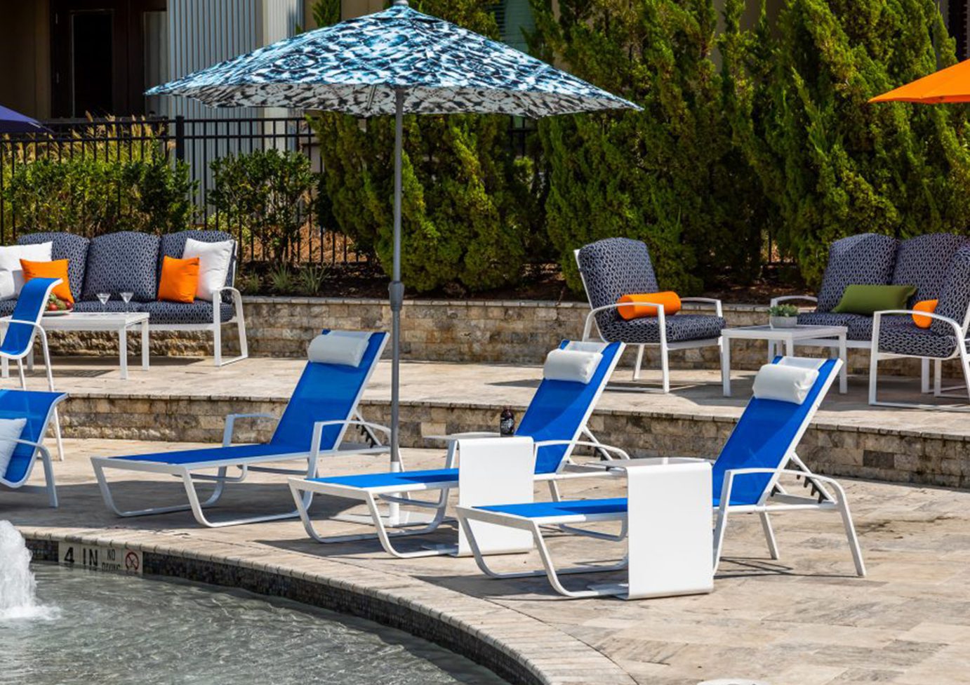 Sun loungers by the poolside