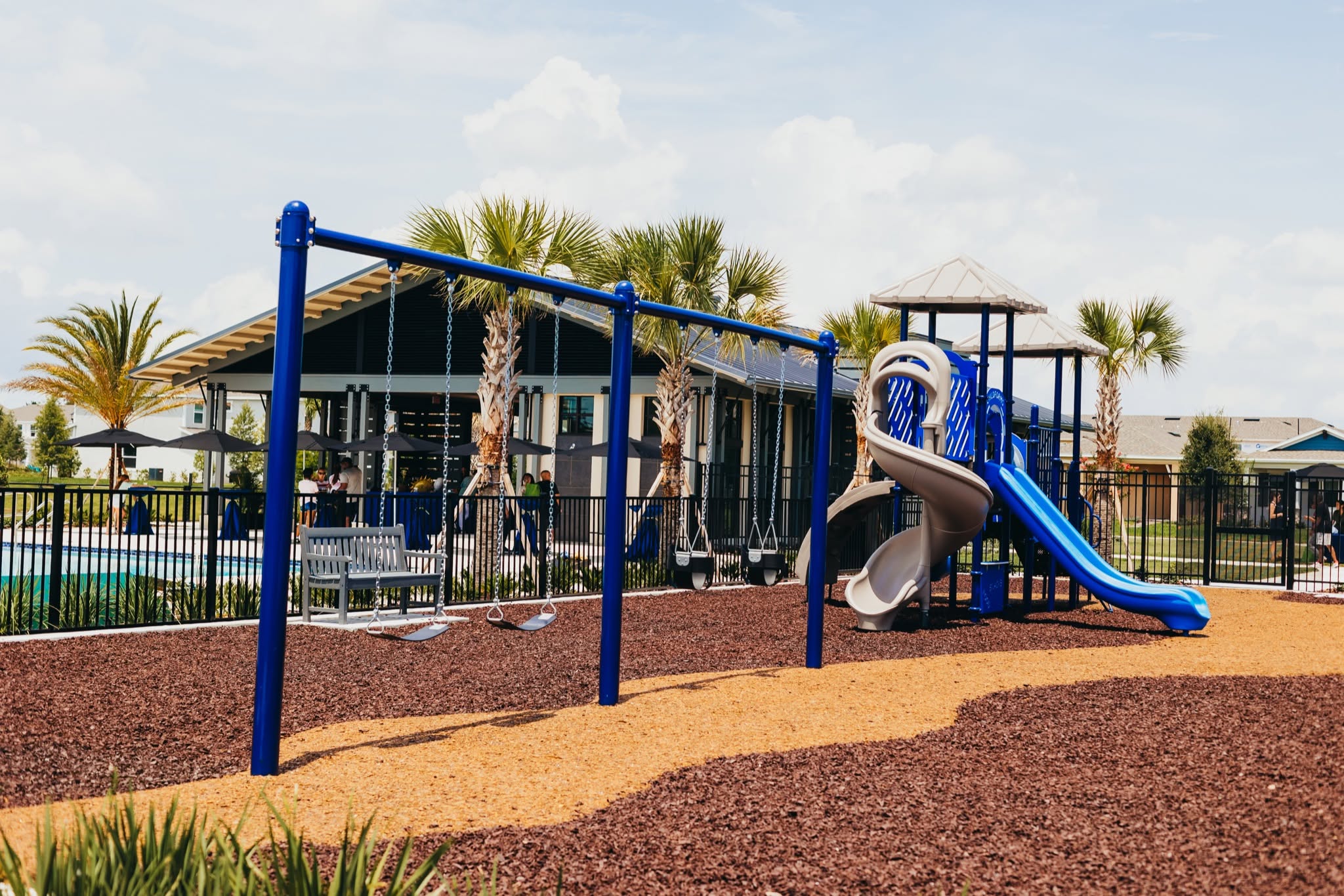 Playground with swings and slides