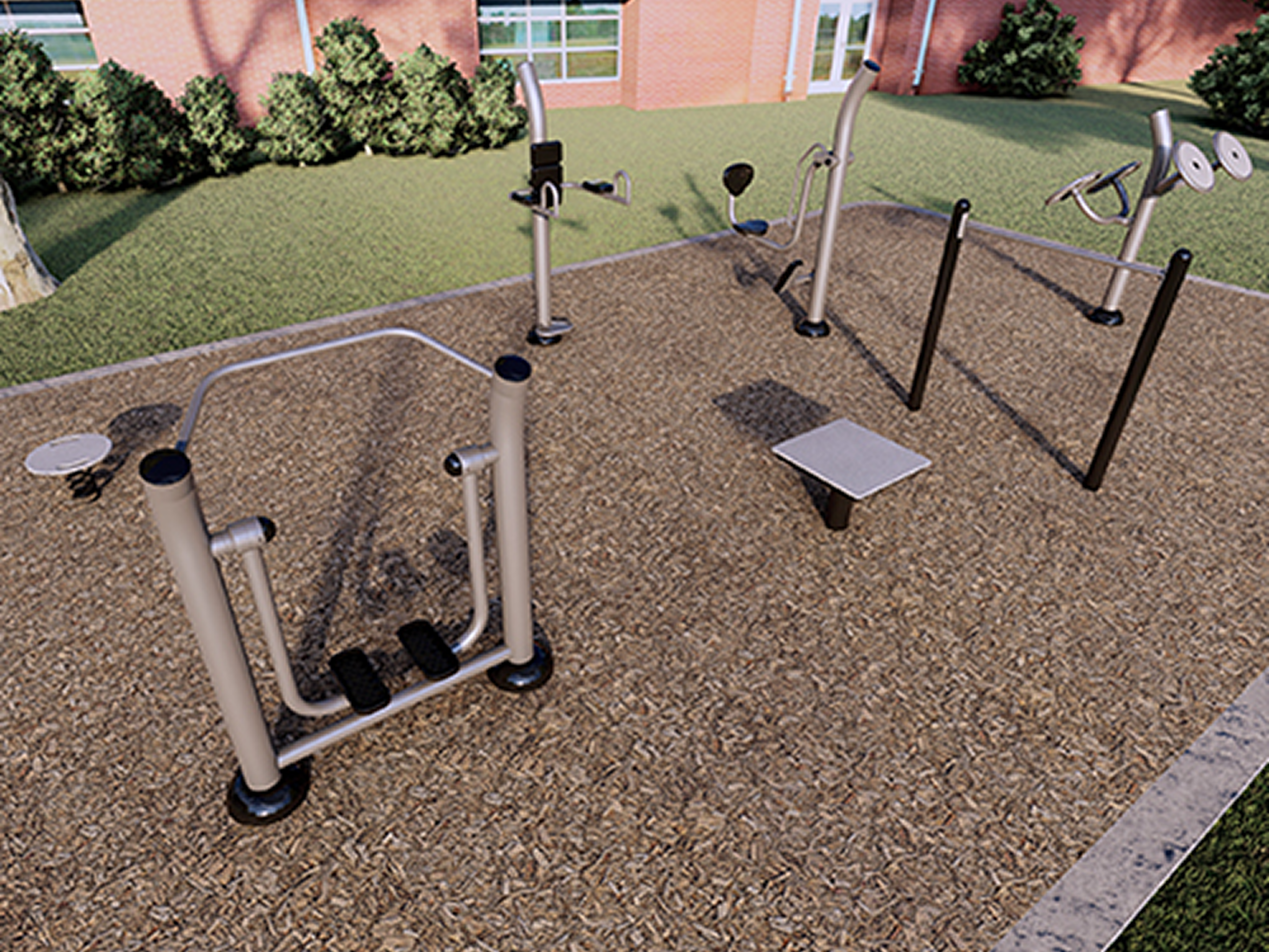 Fitness area with various workout machines