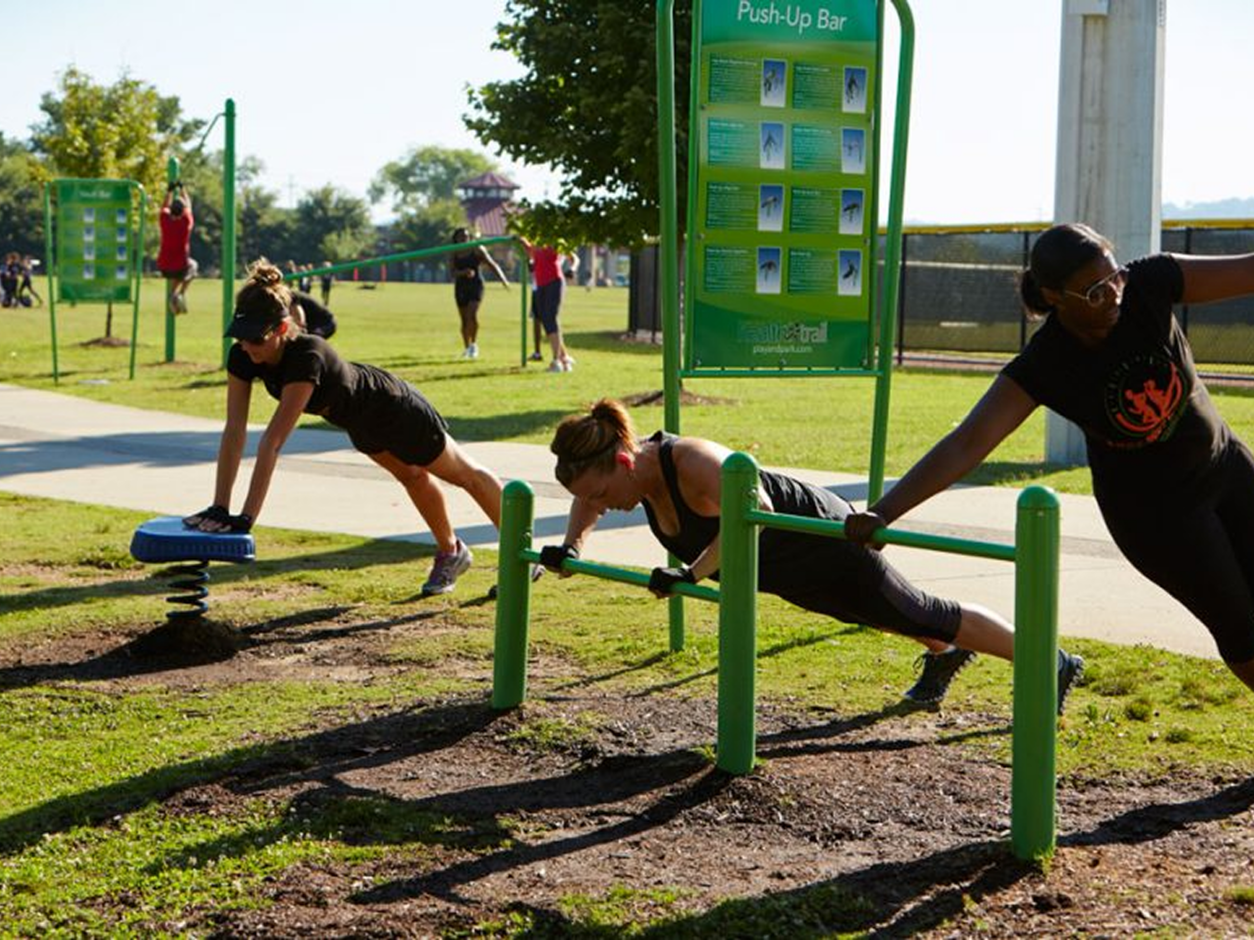 Outdoor exercise with push-up bars