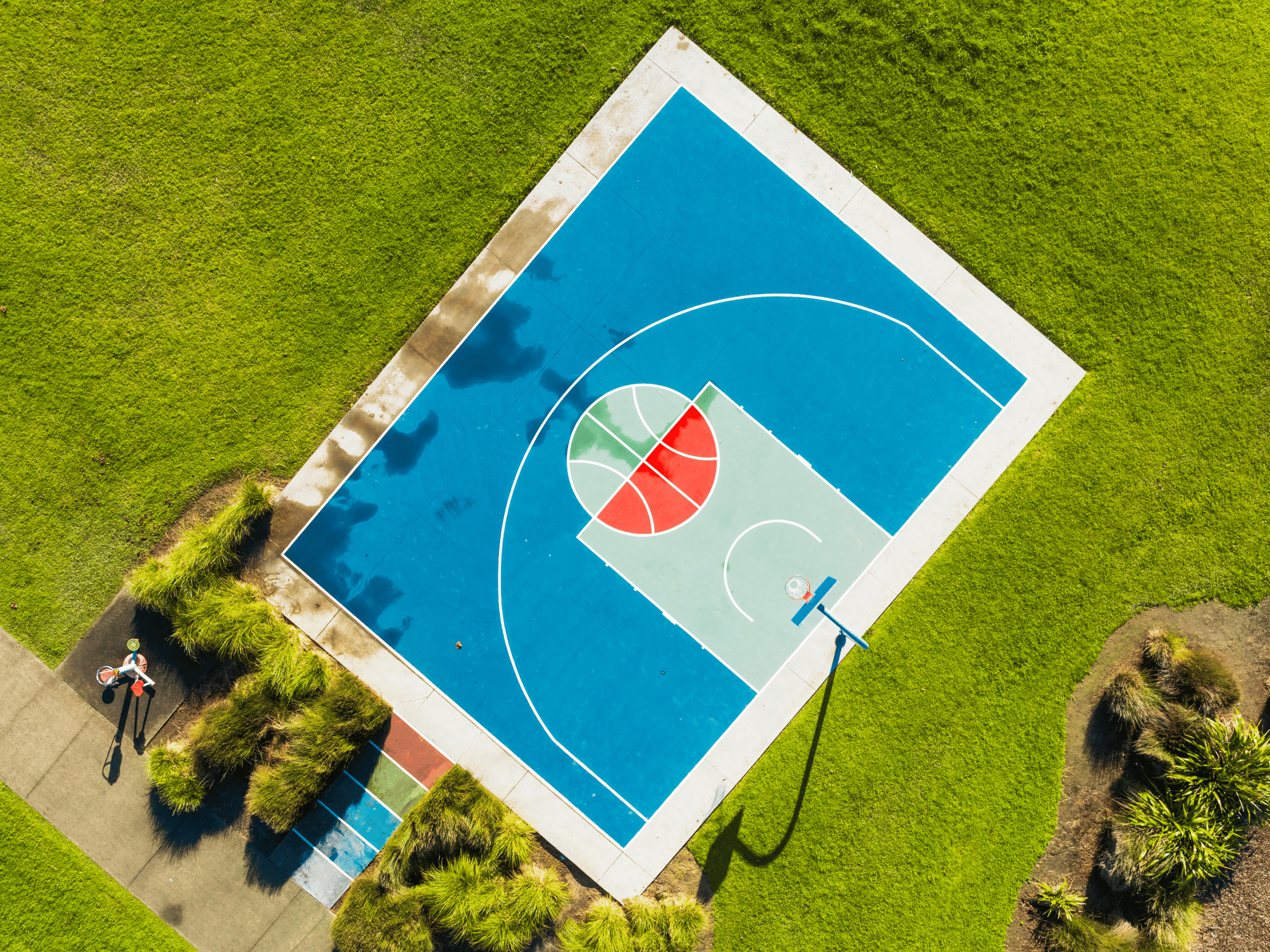 Outdoor court with vibrant painted lines