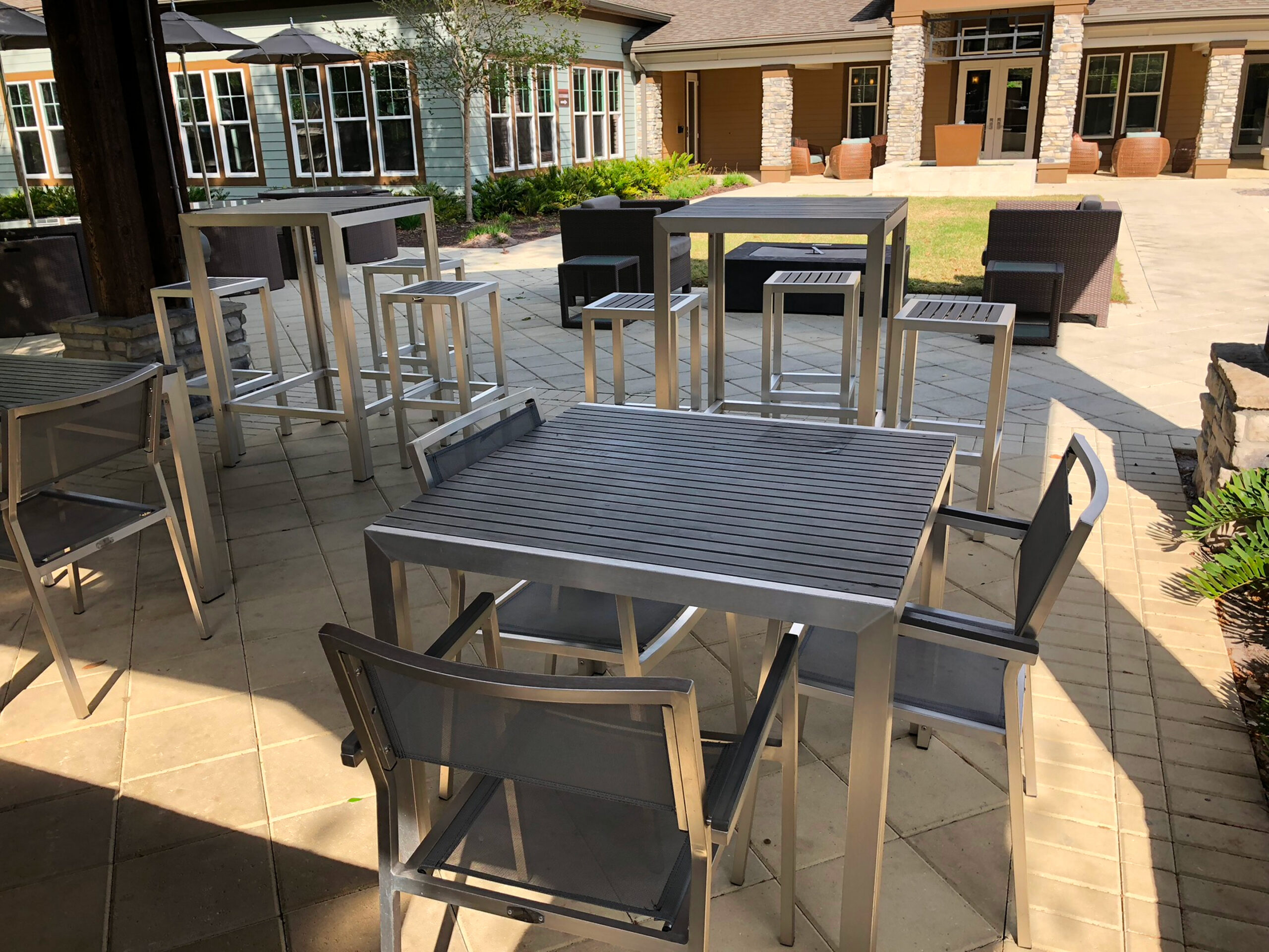 Modern patio seating arrangement