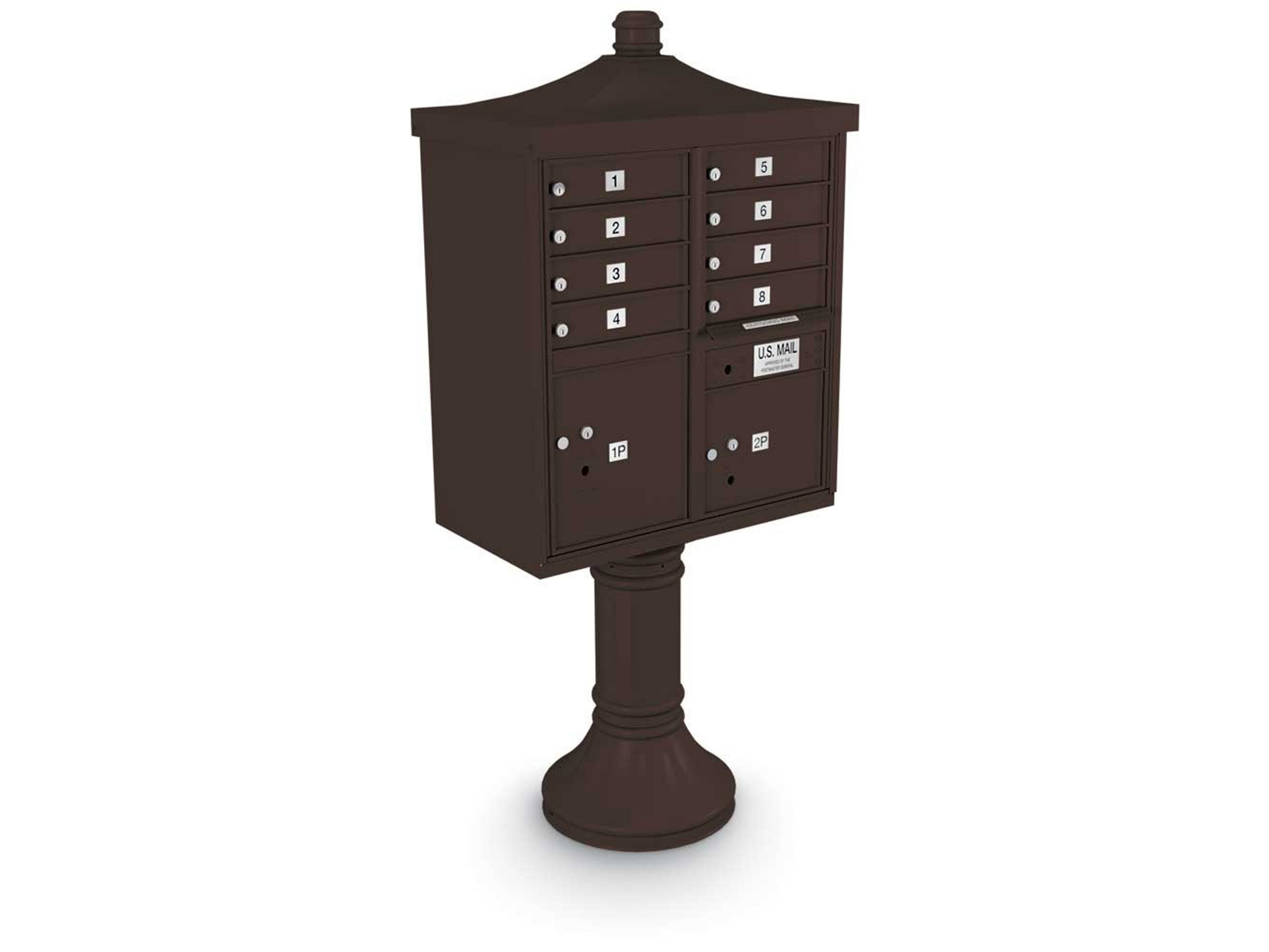 Outdoor pedestal mailbox with multiple slots