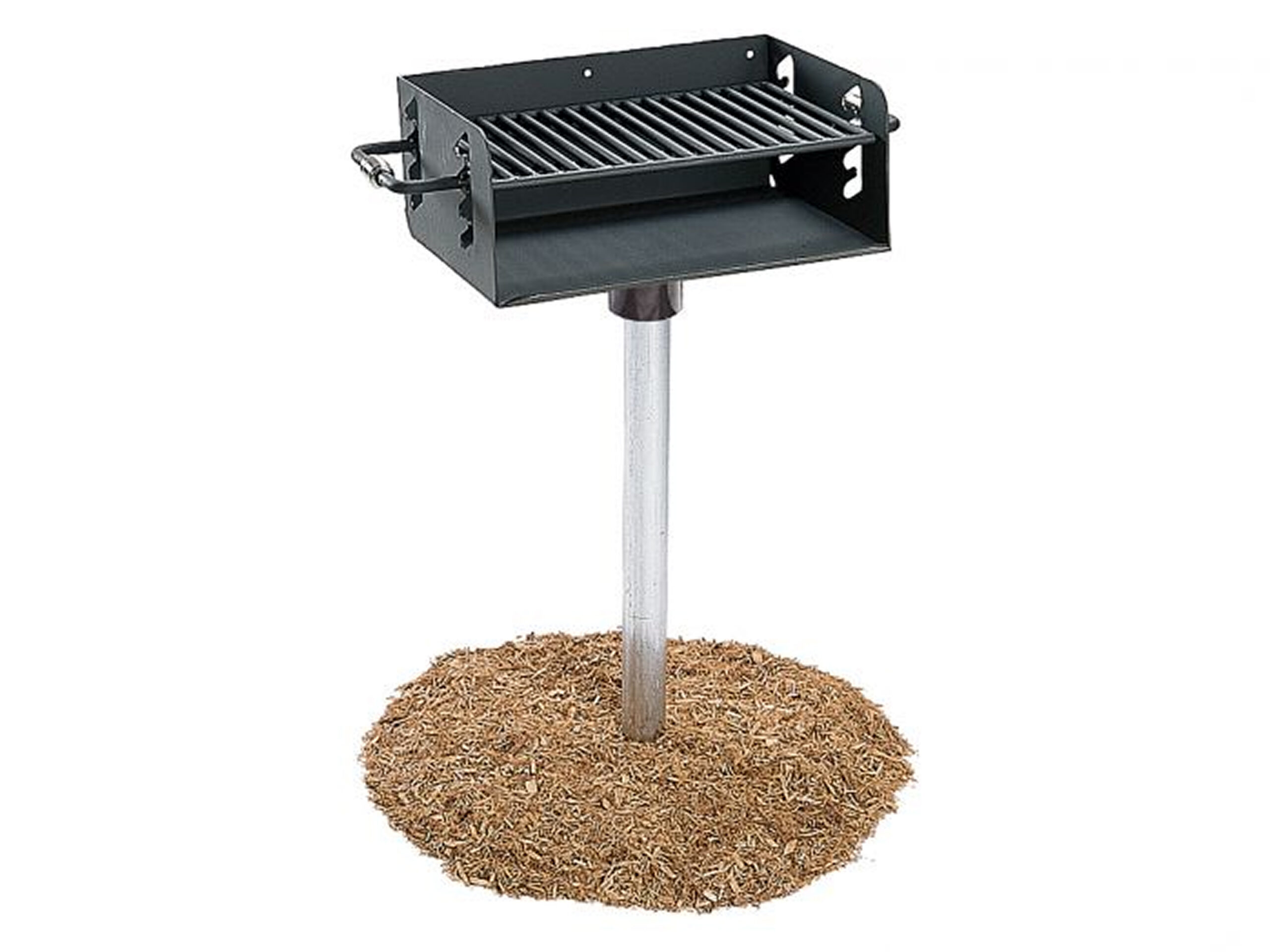 Public park grill with adjustable grate