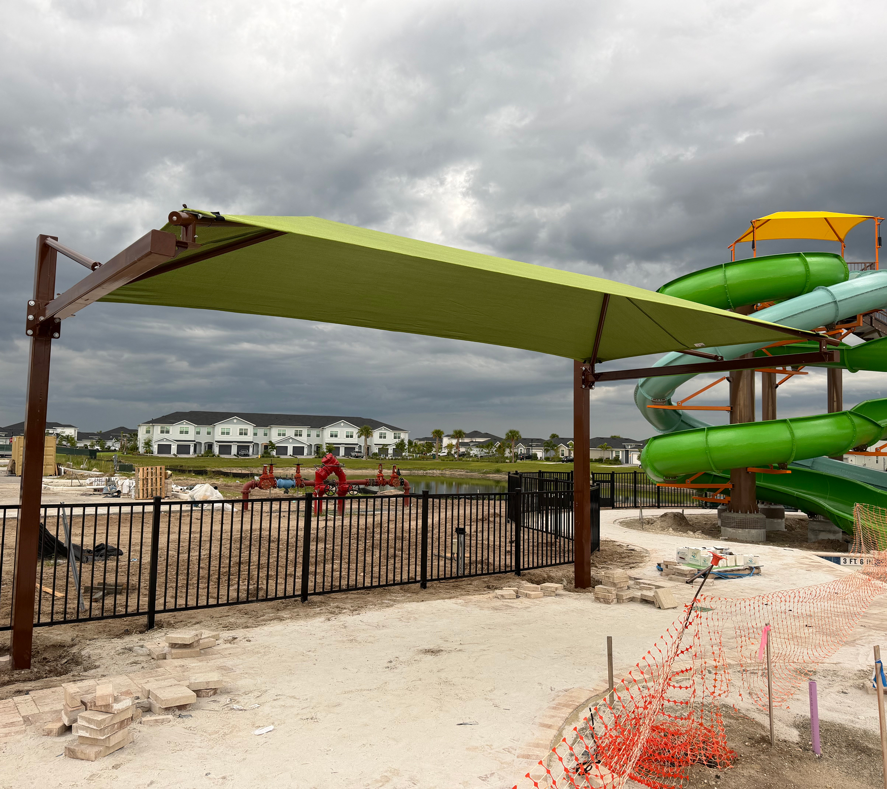 Overcast sky above construction area