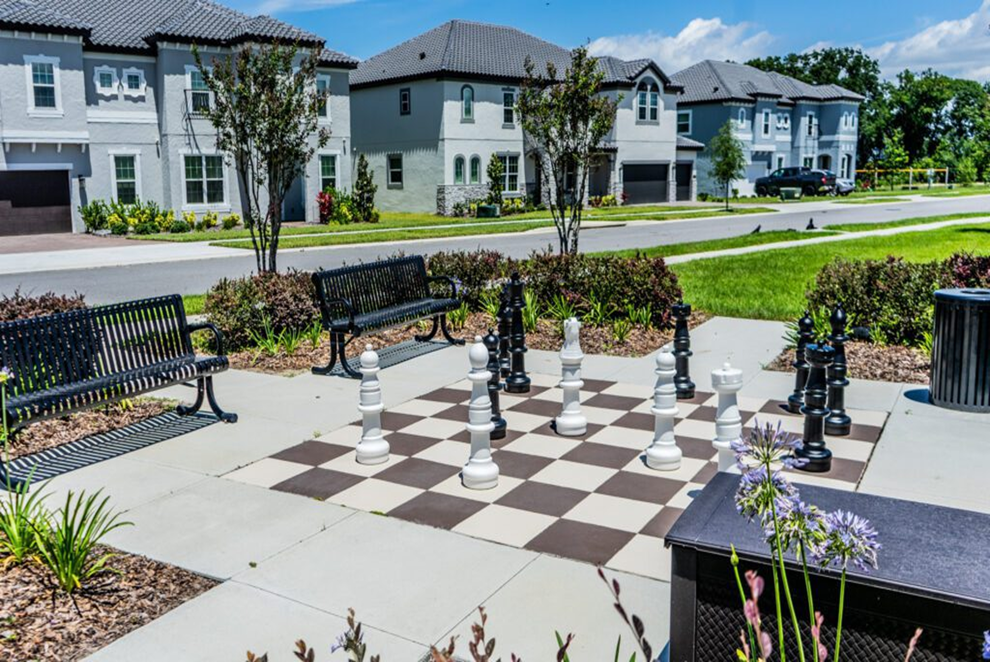 Community park chess game setup