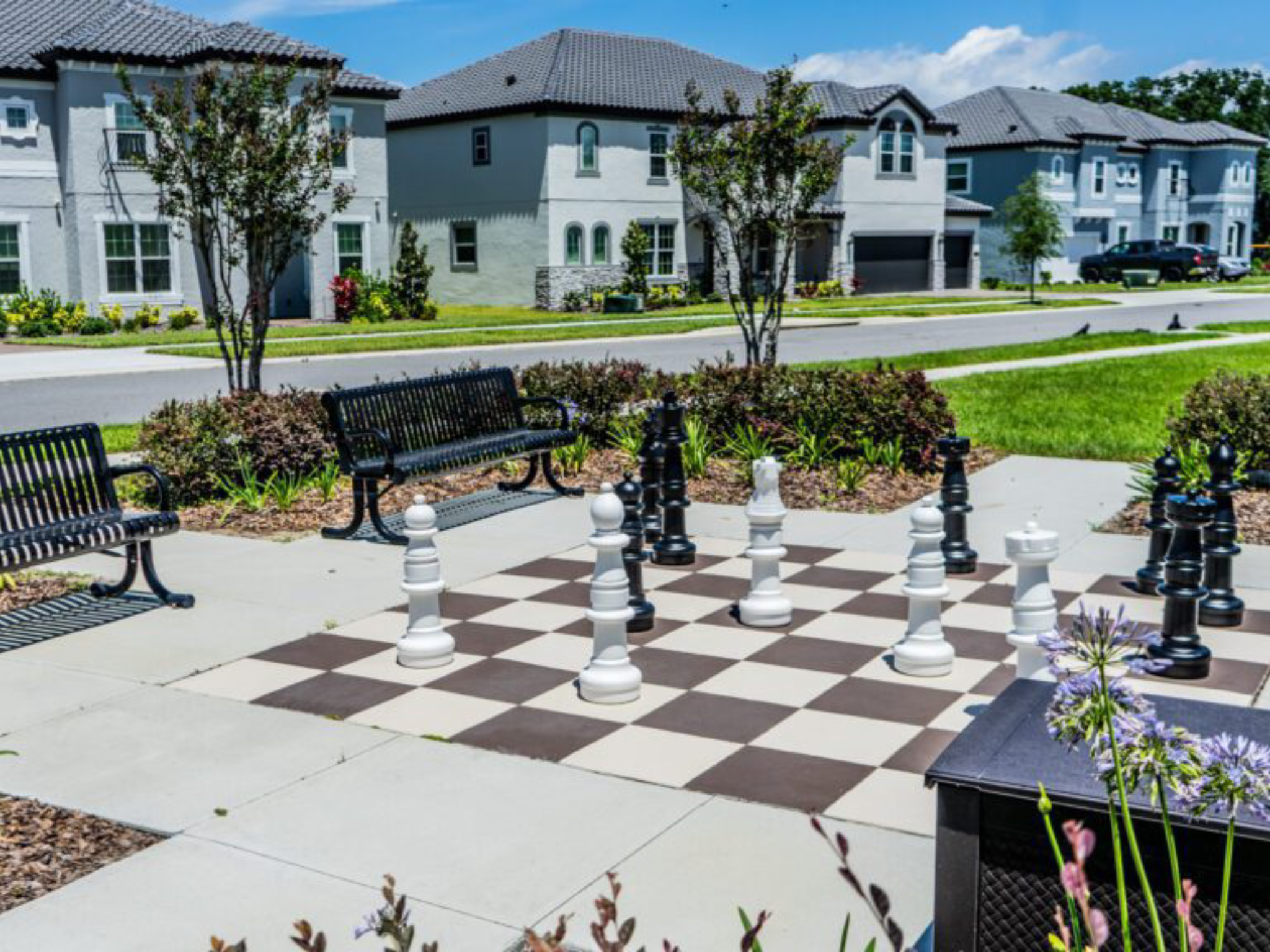 Chessboard in residential neighborhood park